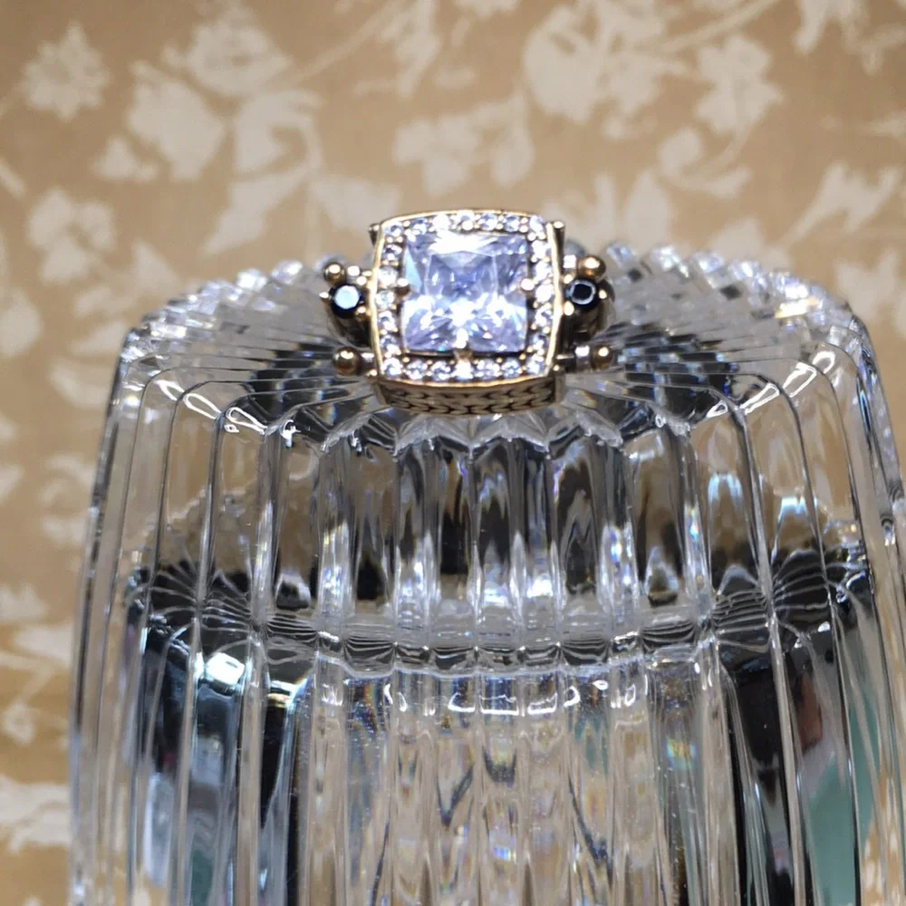 SALE Elegant 925  Sterling Silver & Gold 2 sided Flip Ring with stones - Picture 4 of 14